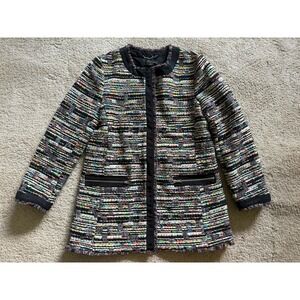 Ann Taylor Women's Multicolor Black Trim Zip Front Suit Jacket Size Small‎